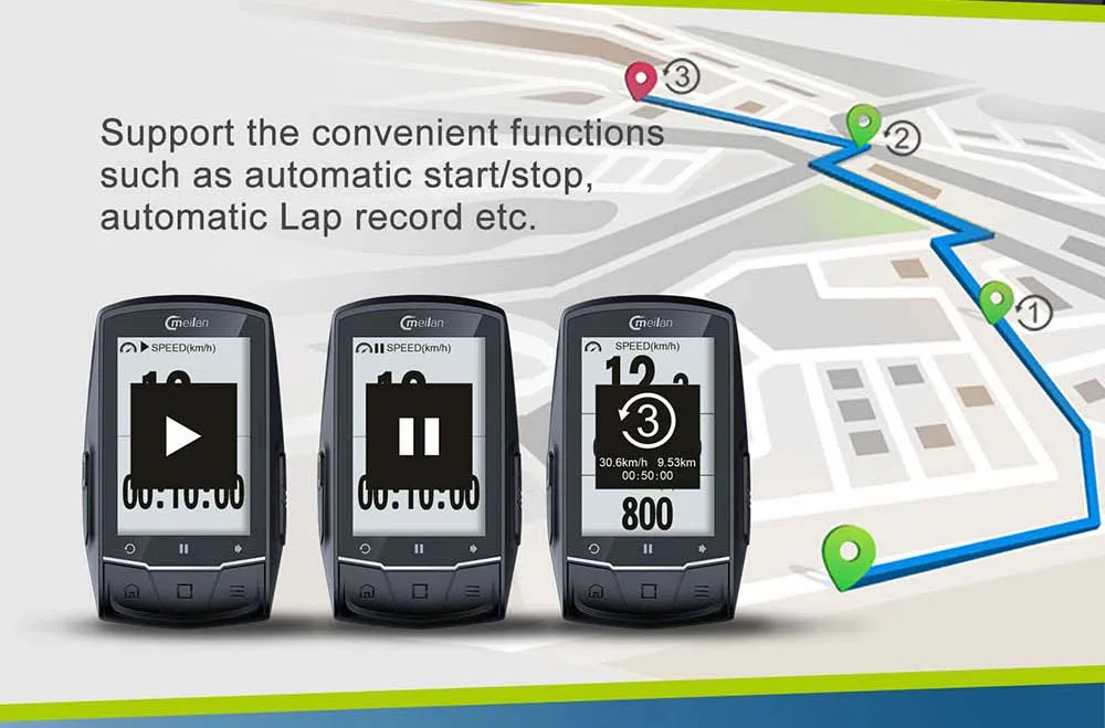 Meilan M1 велосипед gps компьютер gps навигация для велосипеда Bluetooth Спидометр соединяется с монитором Cadence/HR(не включает