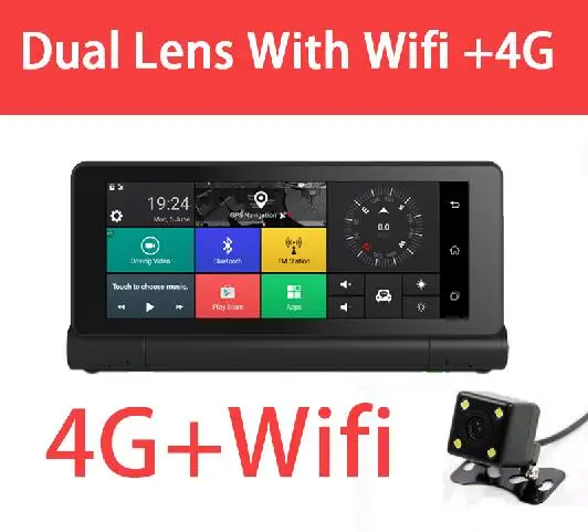 only 4G wifi Видеорегистраторы для автомобилей зеркало заднего вида 7 дюймов двойной объектив FHD Android 5,1 WI-FI Bluetooth gps навигатор ADAS видео Регистраторы регистраторы APP монитор - Название цвета: only 4G wifi