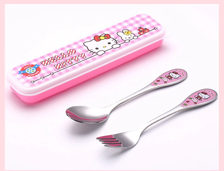 Модная посуда, столовые приборы, кухонная посуда hello kitty, вилка, ложка, набор ножей, Мультяшные Портативные подарки, наборы посуды из нержавеющей стали