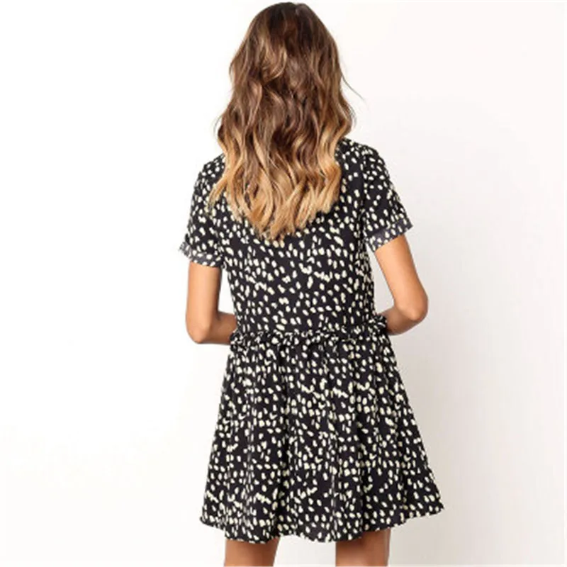 Женское пляжное платье с коротким рукавом свободное Плиссированное Платье