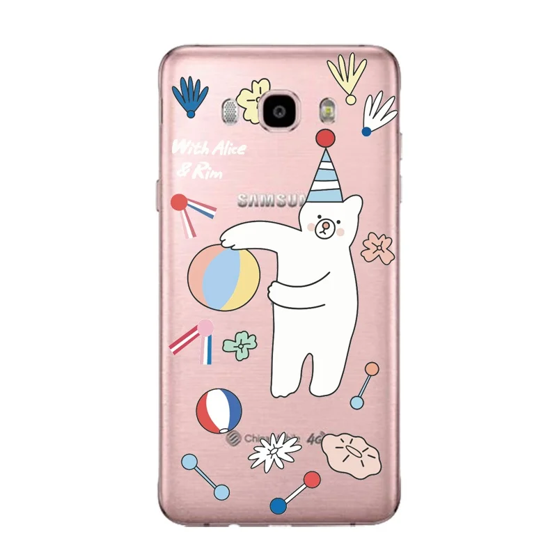 Мягкий прозрачный чехол из ТПУ для Samsung J3 J5 J7 S6 S7 S8 note8 A3 A5 C7 J2prime Minnie Bear Dog SiliconeCover