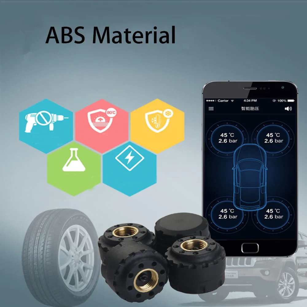 4 внутренние датчики TPMS автомобиля Bluetooth 4.0 шин Давление psi Bar Температура