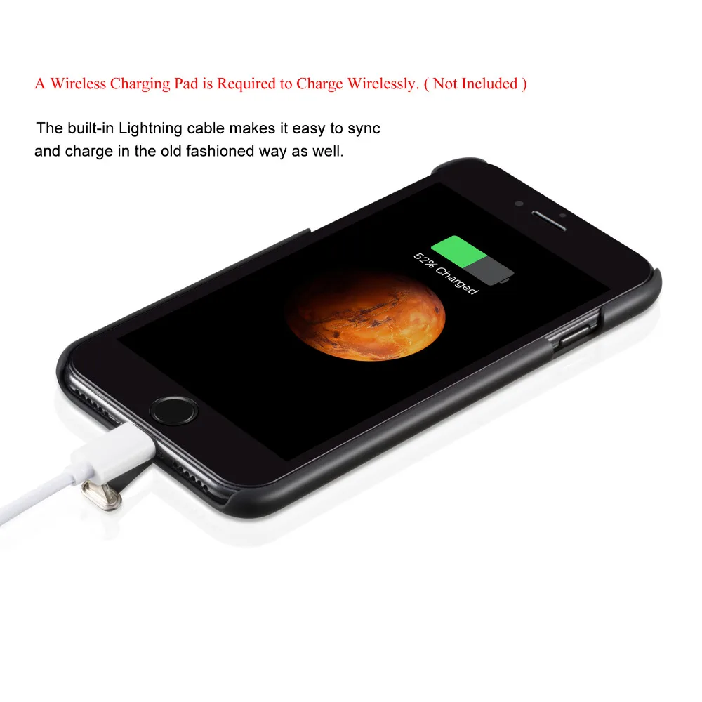 

Qi Receiver Case Wireless Charger for iPhone 7/7 Plus Phone Back Cover Case With Privacy Tempered Glass Screen Protector