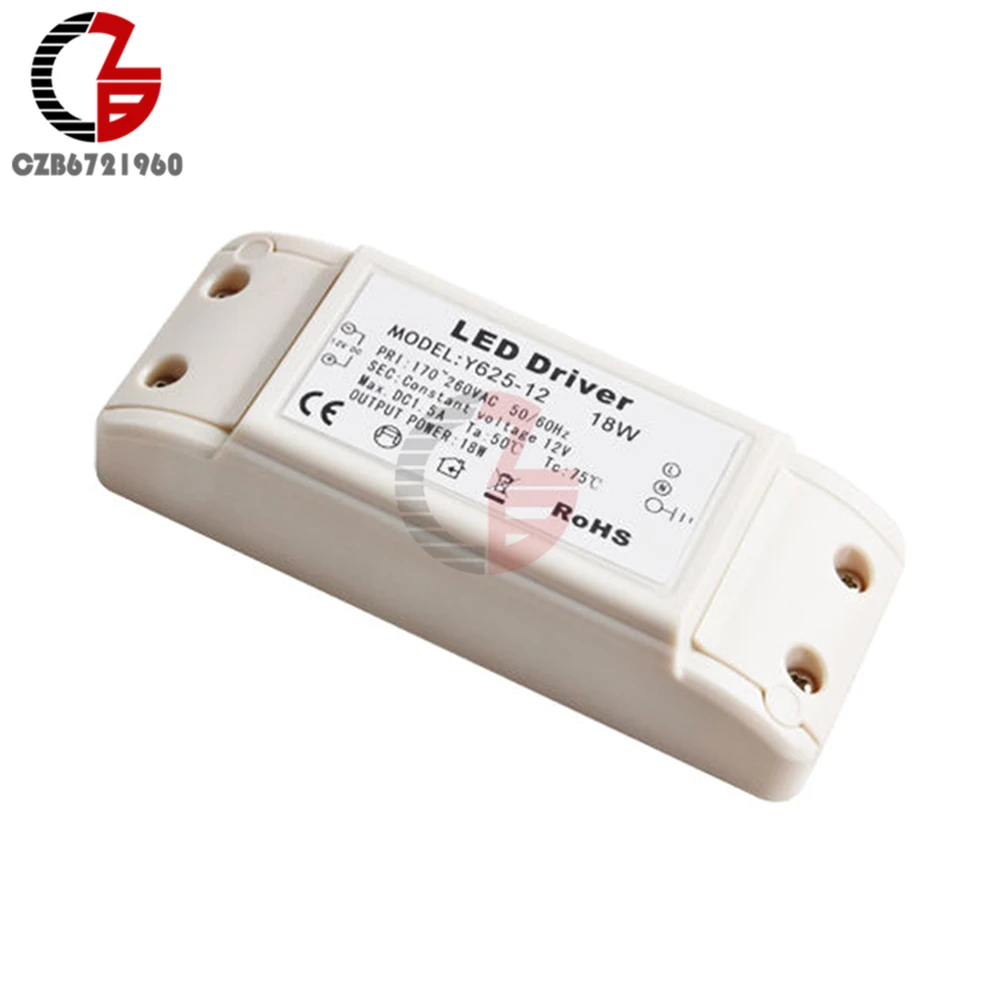 18 Вт DC 12 В 1.5A Светодиодный драйвер Источник питания Светильник ing трансформатор