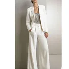 Для женщин, официальная, деловая, для офиса, 2 предмета в комплекте белый модный по индивидуальному заказу; Женские вечерние костюмы для детей, куртка и штаны Tailleur Femme