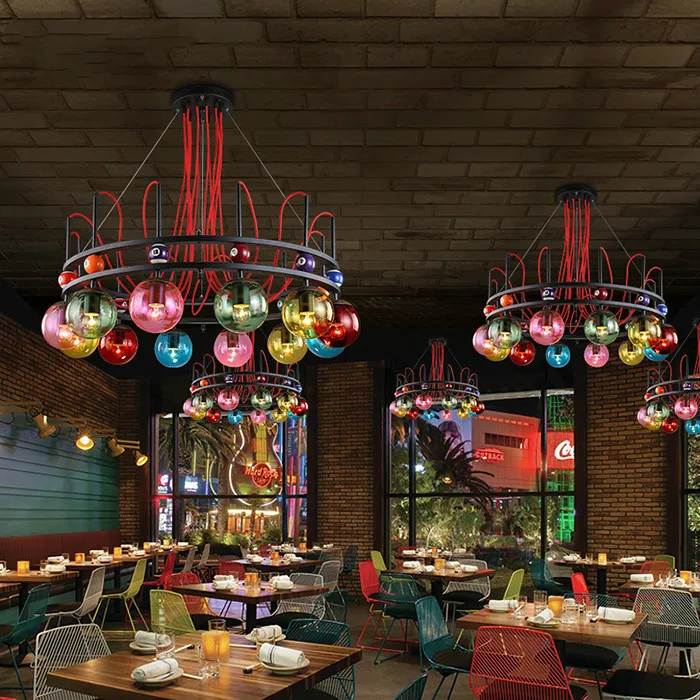 Industrial wind pendant lamp magic bean creative clothing shop cyber cafe bar theme coffee color light ZA428437 | Лампы и освещение