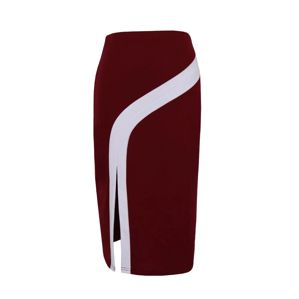 New Fashion Sexy Women Bodycon Skirts Patchwork Split Empire Knee Length Formal Pencil Skirt One Step Plus Size S-4XL | Женская одежда