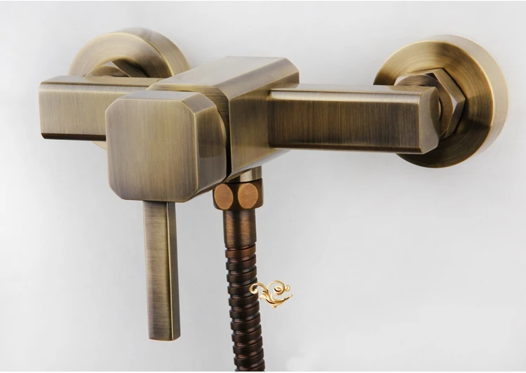 Ванная комната античная бронза твердая латунь настенный смешанный кран для душа