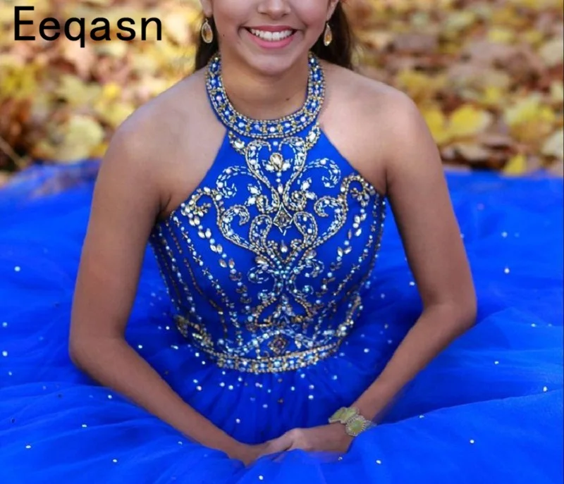 Женское платье для девушек бальное Королевского синего цвета длиной до пола с