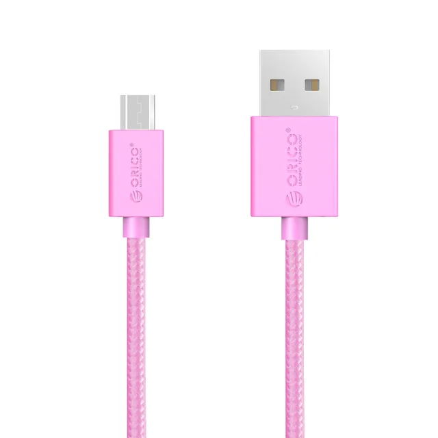 ORICO MDC-10 Micro USB кабель 2A зарядный кабель для мобильного телефона 1 м нейлоновый кабель - Цвет: Pink