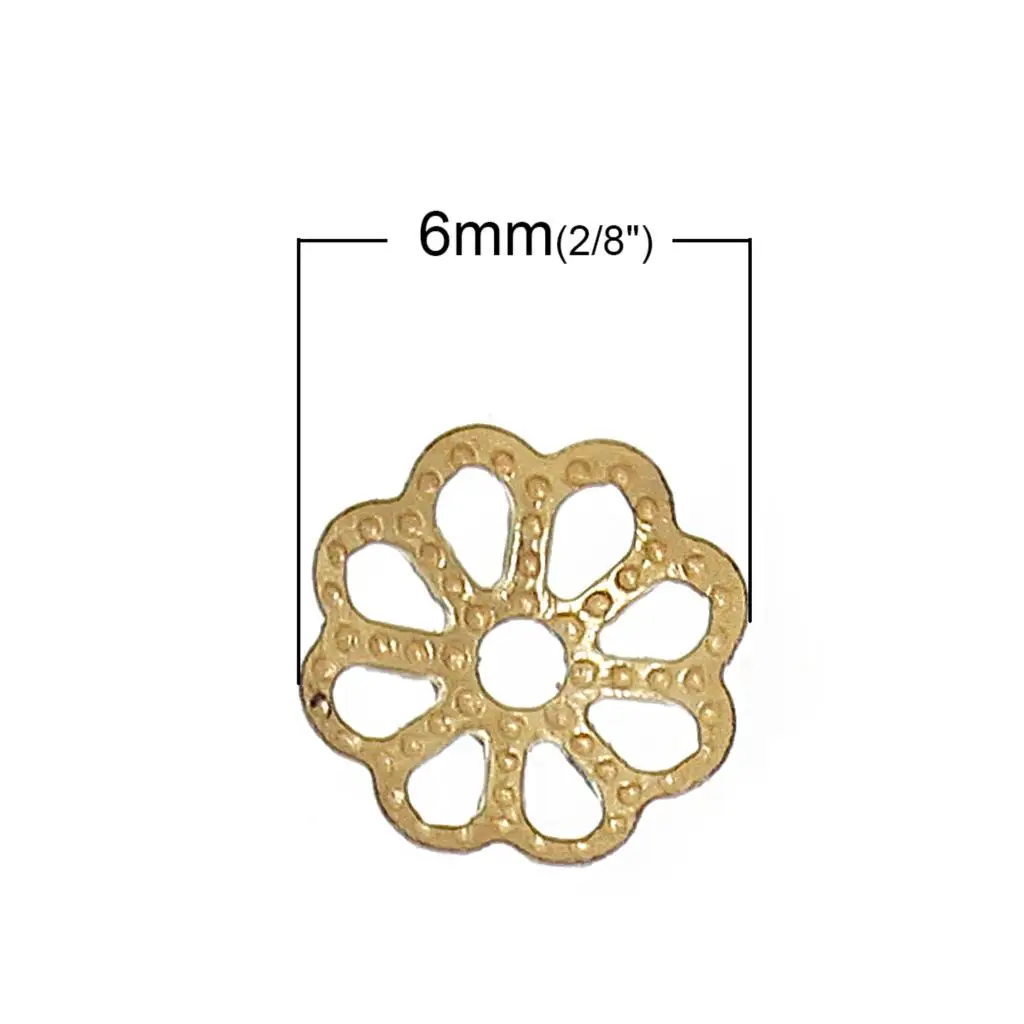 DoreenBeads латунные бусины колпачки цветок латунный тон (подходит 8 мм бусины) 6 (2/8 &quot)