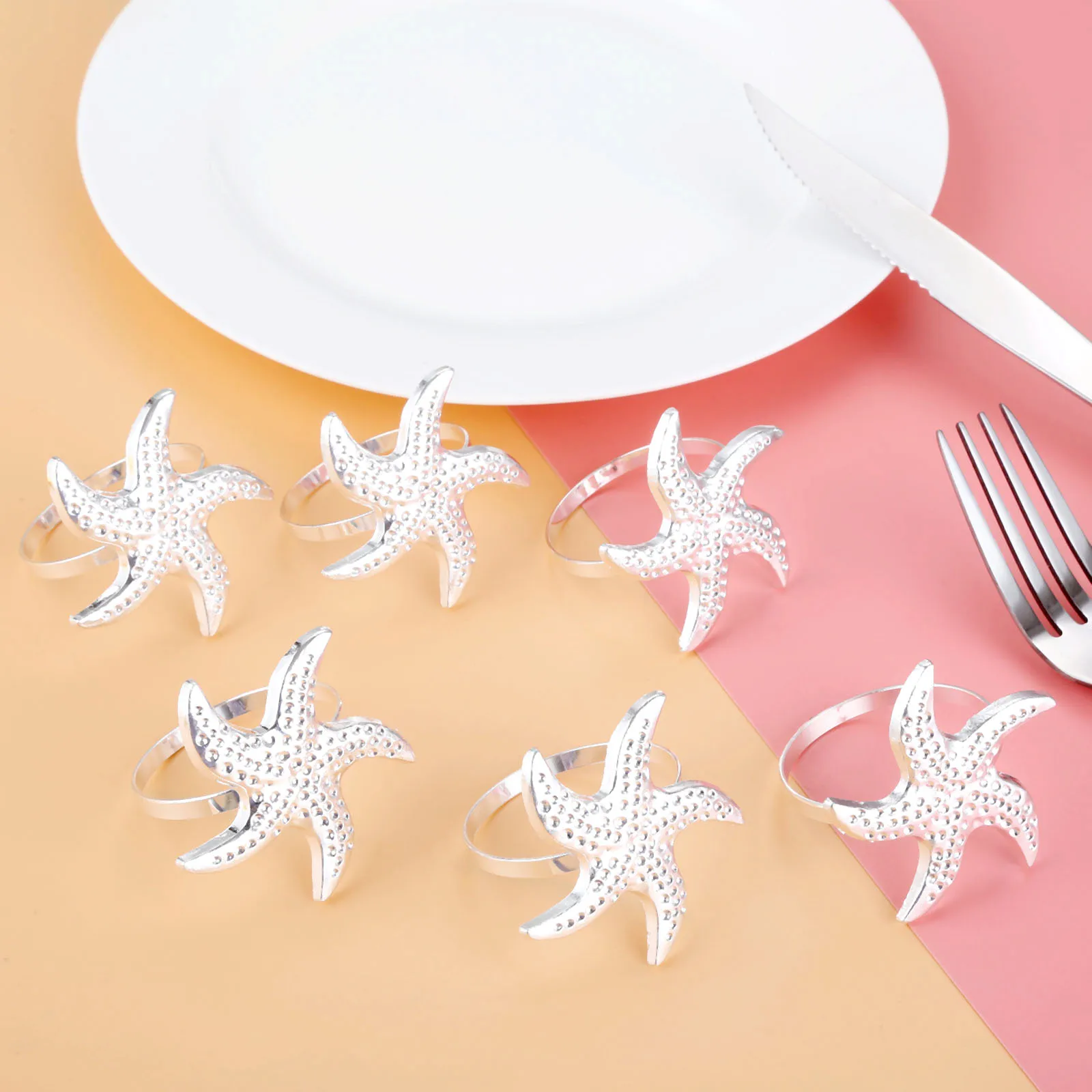 6 шт. серебряные кольца для салфеток в виде морской звезды|Кольца салфеток| |