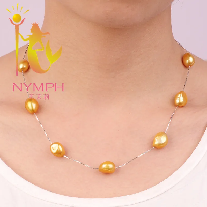 [NYMPH] Pearl Jewelry Natural Fresh Water Necklace Choker Genuine Baroque Trendy For Women X112 | Украшения и аксессуары