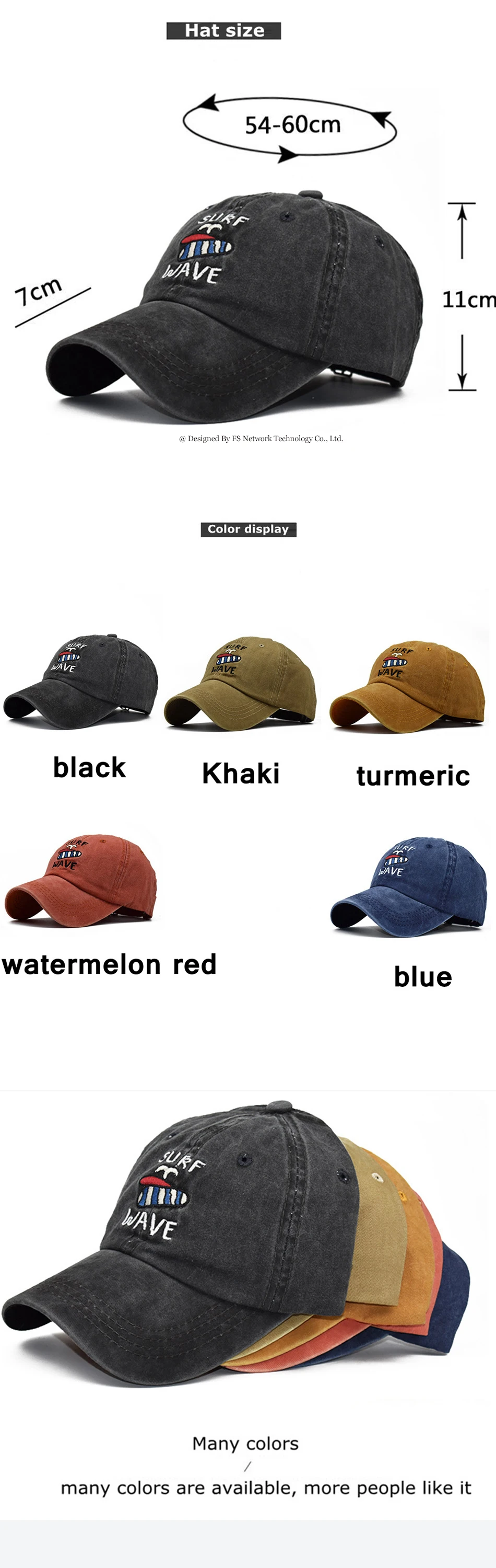 FS Snapback шляпа хлопок милый мультфильм волна письмо вышивка для женщин дамы лицо кепки Gorras Hombre мужчин бейсболка папа шапки хип-хоп