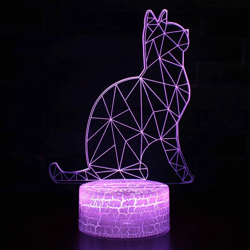 Охранная кошка тема 3D лампа светодиодный светильник 7 цветов Изменение