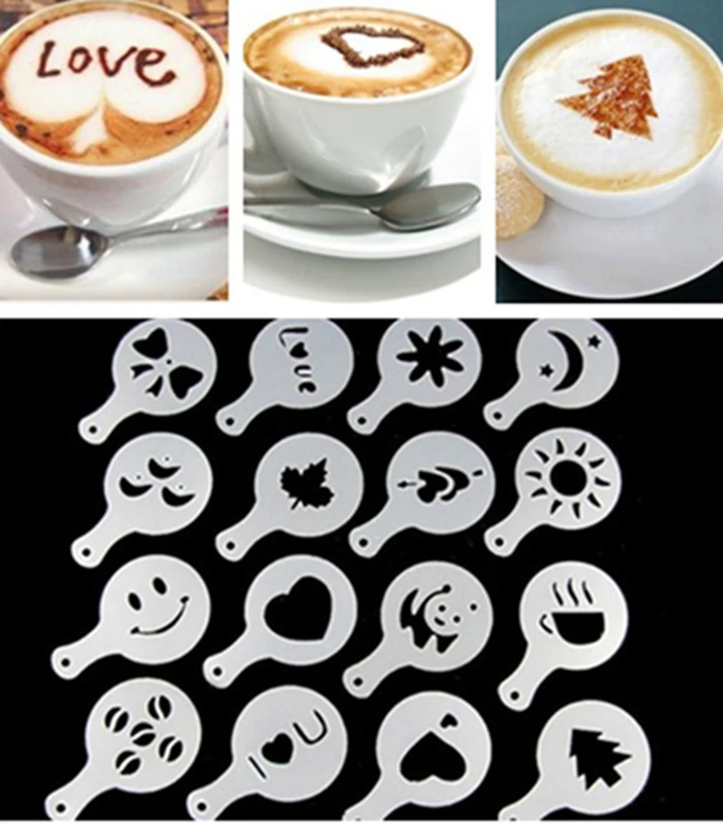 Кофе Barista Трафареты Прозрачная Пластиковая 16 Шт./компл. Приготовления Капучино