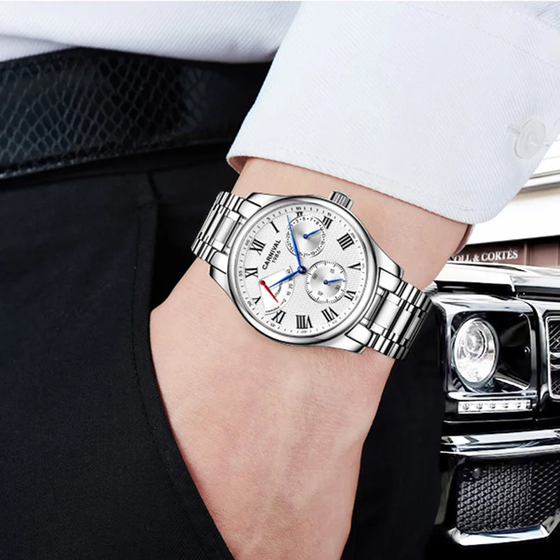 Карнавал для мужчин s энергии дисплей автоматический деловые часы многоцелевой