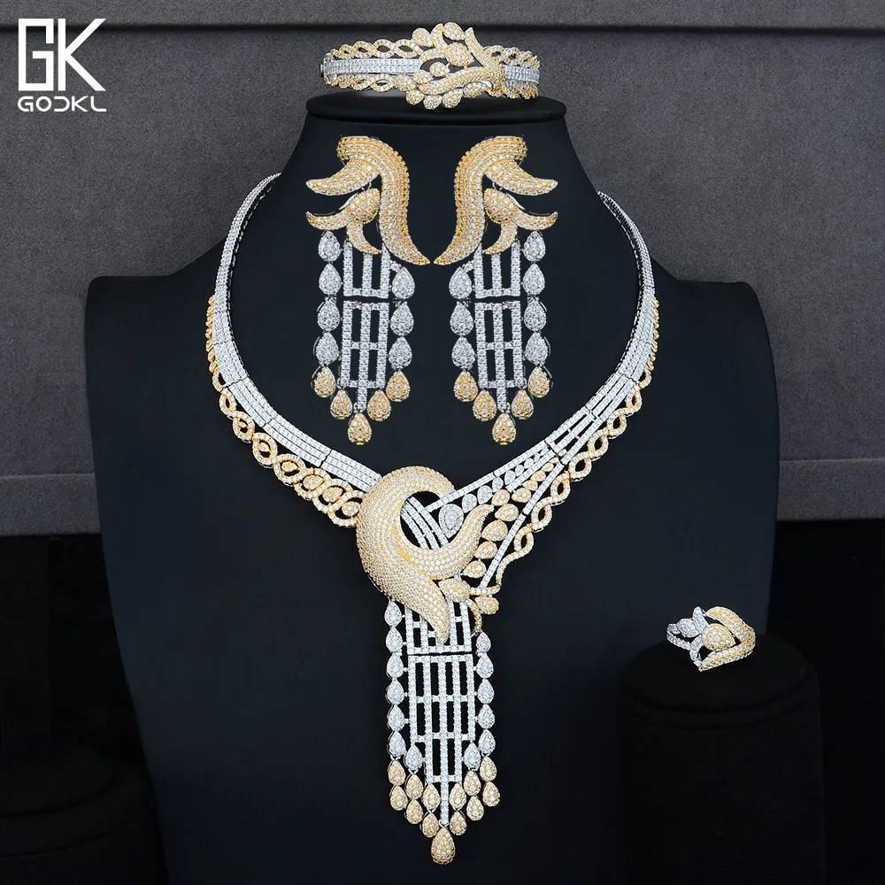 GODKI Роскошные Цветы кисточки 4 шт. нигерийские Свадебные комплекты ювелирных
