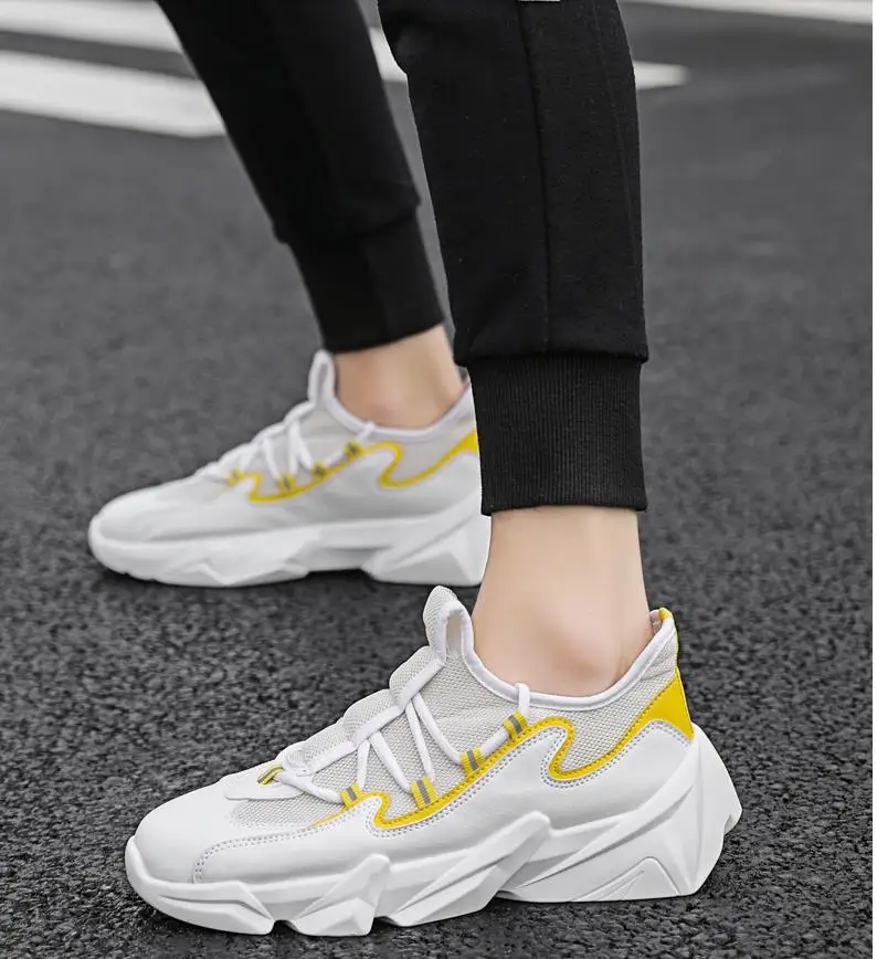 Fashion men sneakers casual and comfortable mesh platform casual shoes men's solid color soft bottom outdoor shoes K4-20