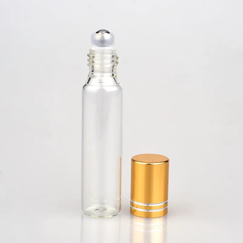 

1pc 10ML Travel Clear Roller Refillable Essential Oil Roll-on Glass Perfume Bottle Lip Balms Roll On Bottles