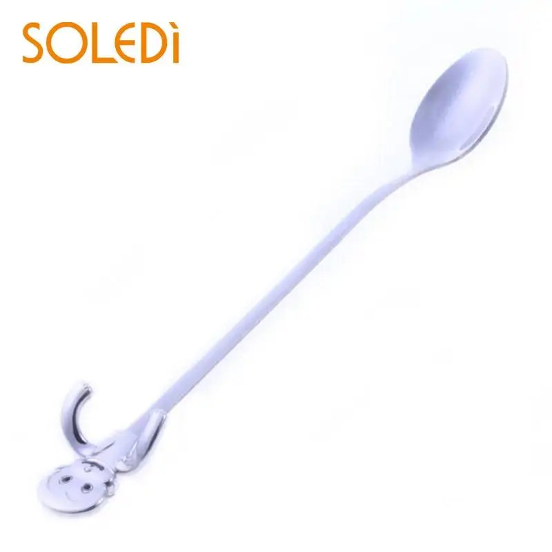 Cute Cat Pig Monkey Teaspoons Stainless Steel Cartoon Cat spoons Ice Cream Dessert Long Handle Coffee&Tea Spoon Tableware