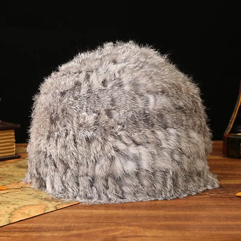 Новая модная вязаная шапка из натурального кроличьего меха для женщин и девочек