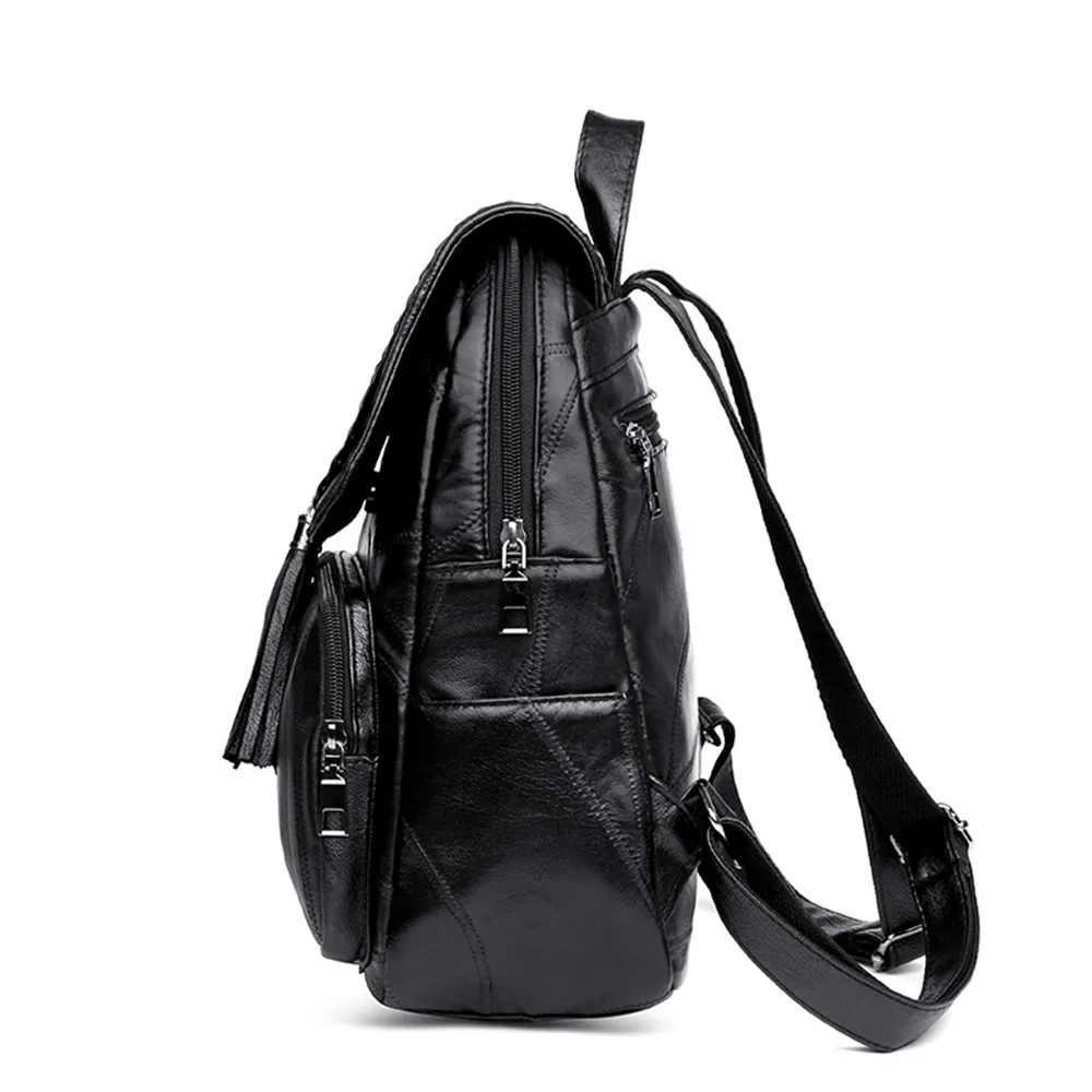 Женские кожаный рюкзак Ленточки шнурок Школа Леди студентка школы сумка для