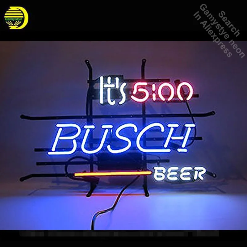 

Neon Sign for It's 5 O'C lock Somewhere Busch Beer Neon Tube sign handcraft Neon signs Decorate Beer Bar pub room Art Lamps