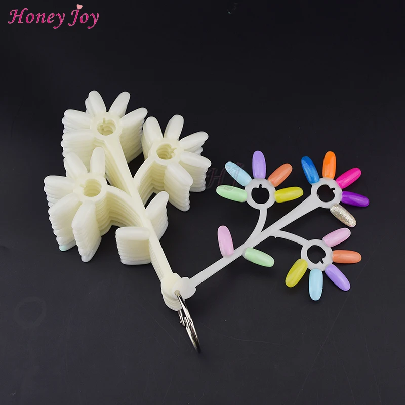 

Tree Shape 10pcs/wheel False Nail Art Board Tip Palette Fan for 170 Colors UV Gel Polish Practice Design Foldable Natural