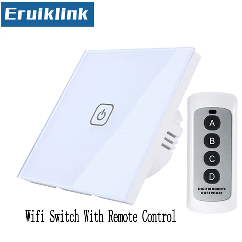 1Gang Switch With RC ЕС/Великобритания Стандартный Tuya приложение Wifi сенсорный переключатель, RF433 беспроводной пульт дистанционного управления световой переключатель с Amazon Alexa Google для умного дома - Цвет: 1Gang Switch With RC