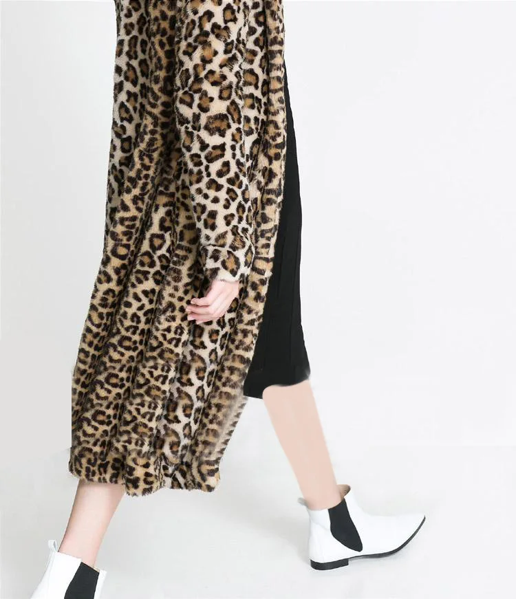 Для женщин зимние теплые Роскошные Имитация Искусственный Мех леопардовым