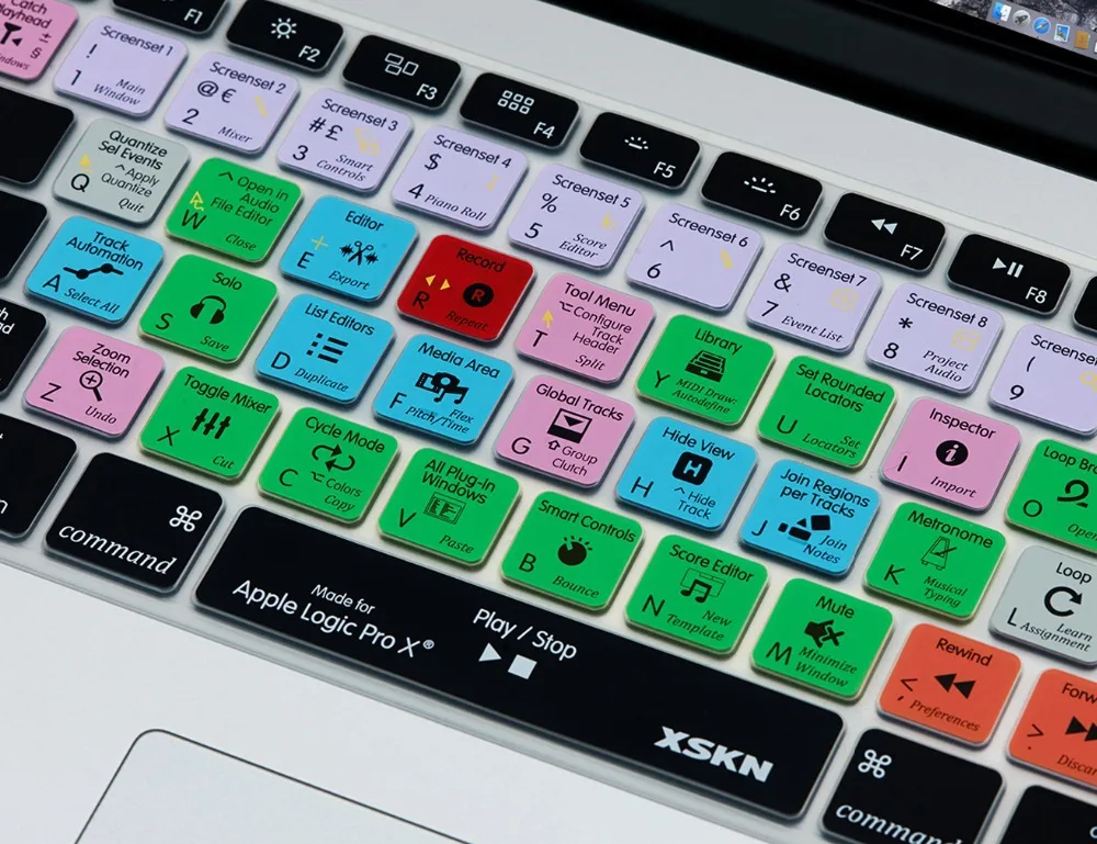 Чехол XSKN для клавиатуры Logic Pro X 10 функциональный силиконовый чехол Macbook Air 13 15
