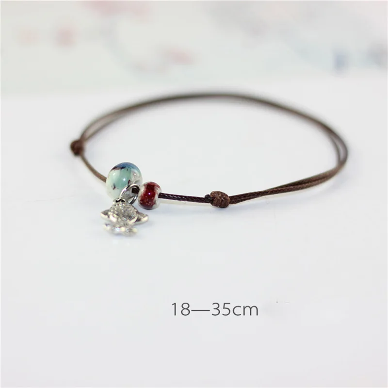 Браслет на ногу женский керамический с двойными бусинами подвеска в виде рыбы