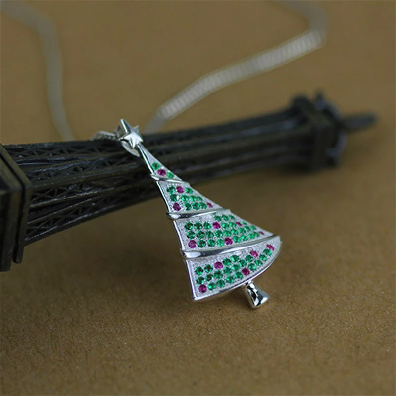 новинка елка подвески с стразы реального чистого стерлингового серебра 925