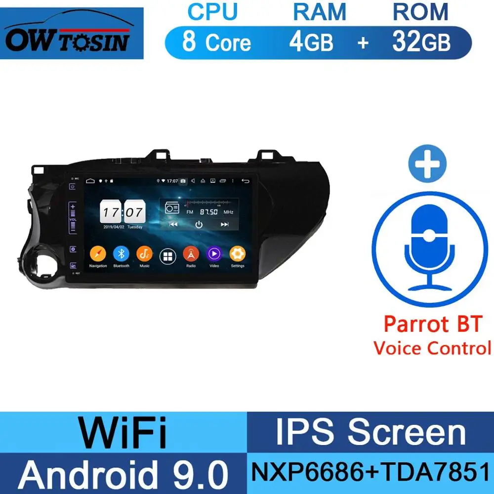 32G Parrot BT 10," ips 8 ядерный 4G+ 64G Android 9,0 автомобильный DVD мультимедиаплеер gps радио для Toyota Hilux DSP CarPlay Parrot BT - Цвет: 32G Parrot BT