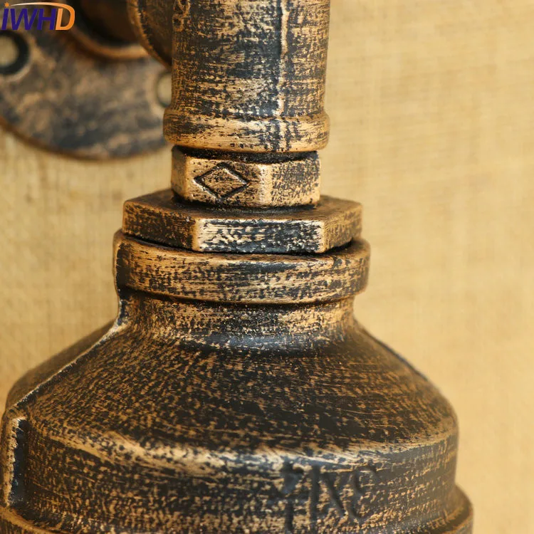 

IWHD Loft Style Industrial Wall Light Fixtures Antique Water Pipe Wall Lamp Vintage Sconce Lampara Appliques Pared Murale LED