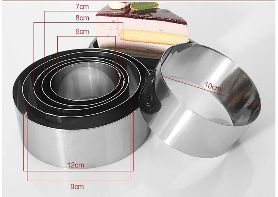 Transhome Mousse Cake Ring 6Pcs Stainless Steel Mousse Mold Cake Mold For Baking Mousse Cake Baking Pastry Tools Bakeware Tools
