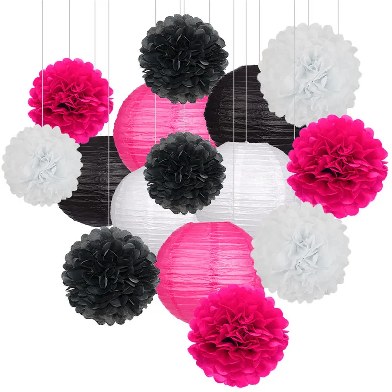Black Rose Zilue 15 шт./компл. Цветочные шары из бумаги Poms бумажные сотовые шары Бумажные Фонари День рождения Свадьба День рождения украшение дома - Цвет: Black Rose
