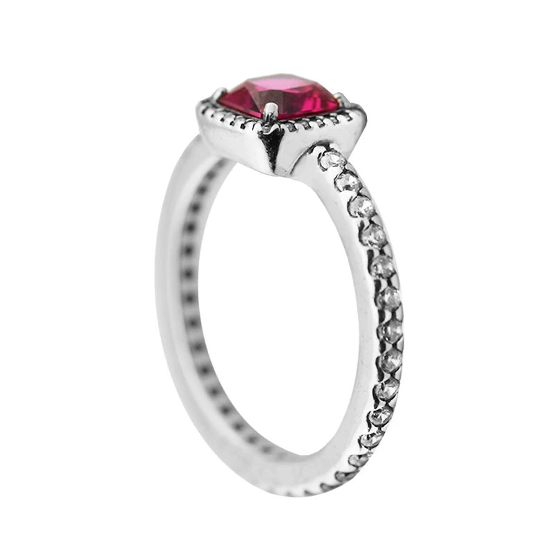 Женское кольцо с рубином элегантное серебряное 925 пробы обручальное из