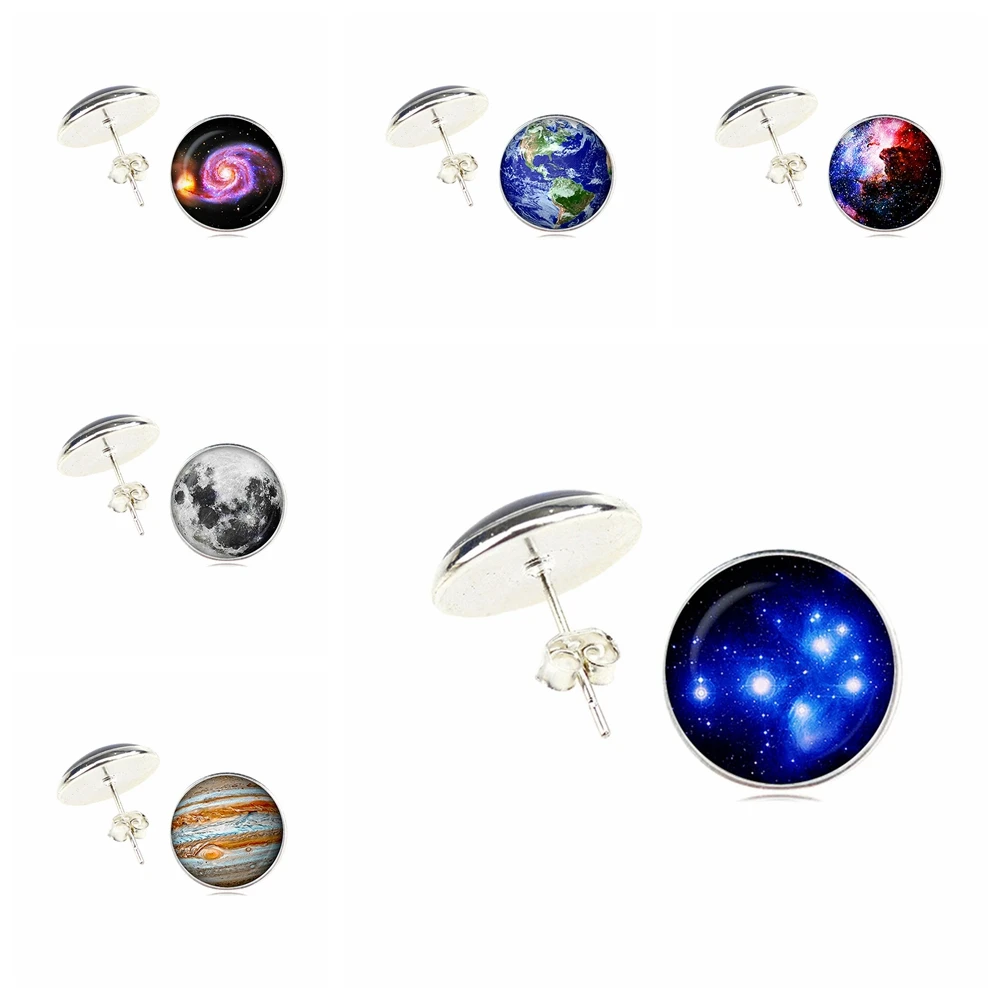 Стеклянные серьги-гвоздики со звездами кластером кабошоном украшения с