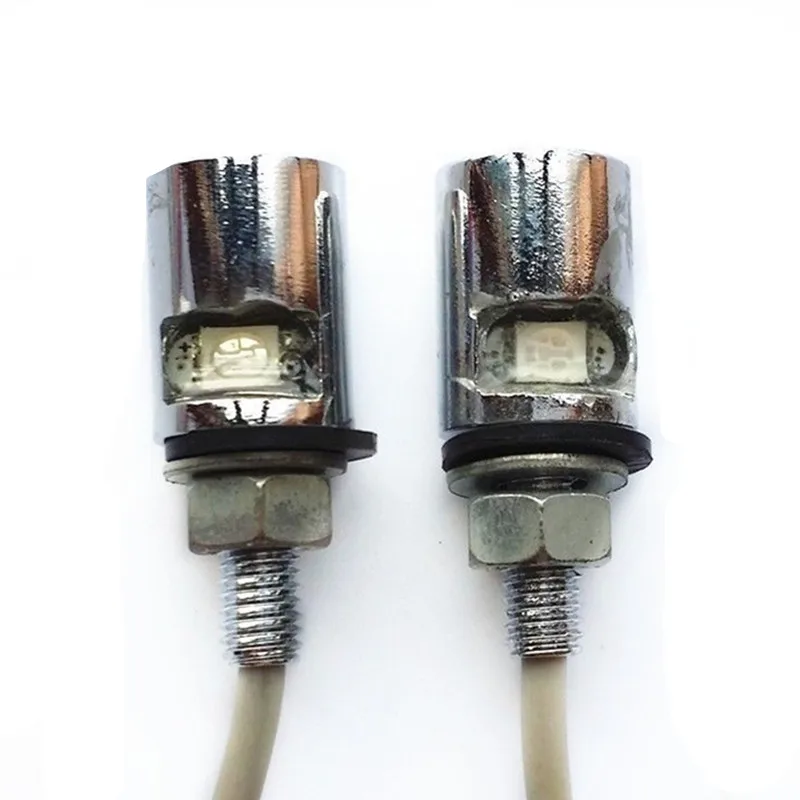 2 x White LED Universal Motorcycle Car License Plate Screw Bolt Light Lamp Bulb ATV Cafe Racer Old School|Накладки и