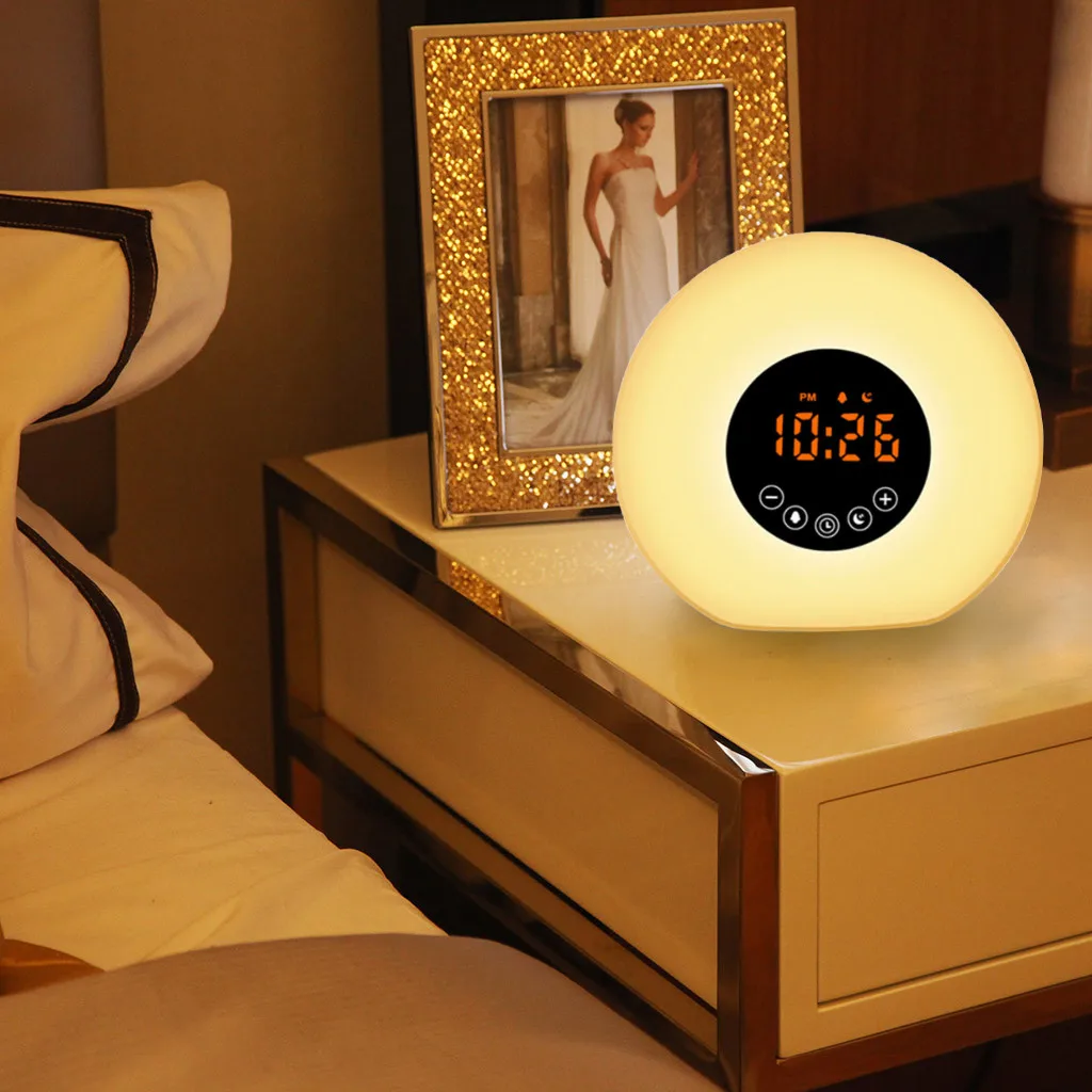 Светодиодный светильник Sunrise Wakeup, белый, теплый, белый, RGB, будильник, часы-фонарик, FM цифровое радио, светодиодный ночник, изменение цвета, Осенний сон Z528