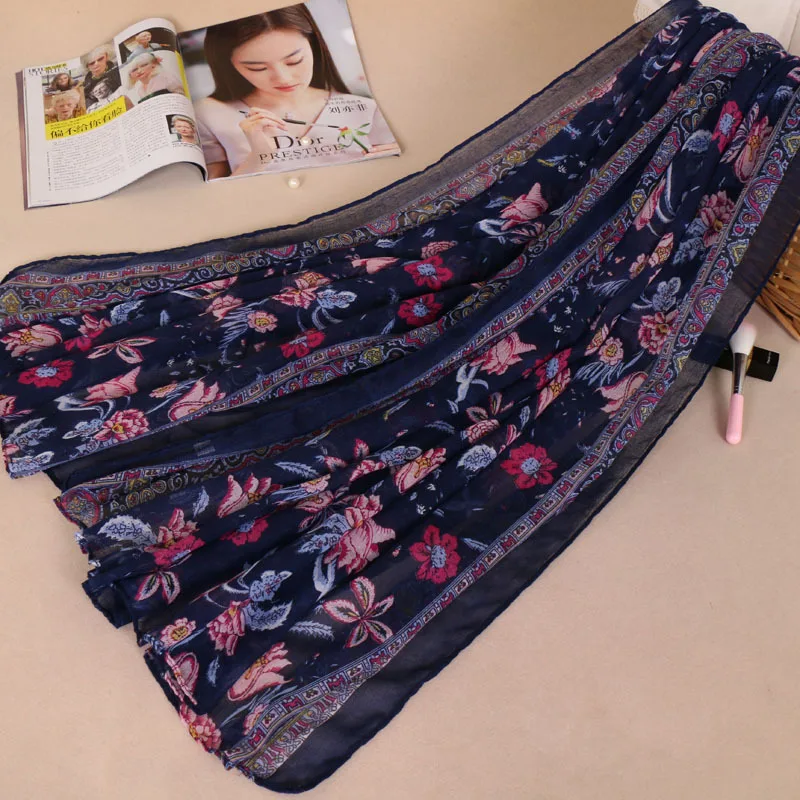 2018 Для женщин Мода Ретро Этническая Цветочные Вискоза платок шарф вуали с