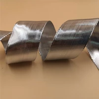38mm x 25yards net lurex glitter silver metallic ribbon wire edged for gift box wrapping n2218