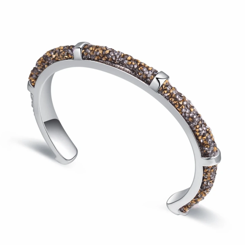 Labekaka Мода кристаллы Натяжной браслет браслеты кристалл от Swarovski браслеты для Для женщин лучшие подарки на Рождество - Окраска металла: Jet Gold