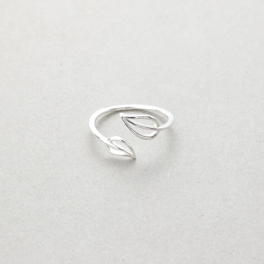 Великолепная сказка 10 шт./лот минимализм двойной лист Кольца серебро розовое