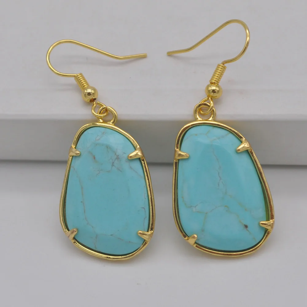 

Серьги-подвески с голубым камнем Howlite, ювелирные изделия T286