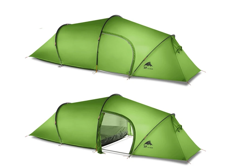 3F UL GEAR 2 человека 2 комнаты 4 сезона тоннель палатка 15D кремния Открытый Кемпинг Туризм Альпинизм Сверхлегкий большое пространство 210 т палатки
