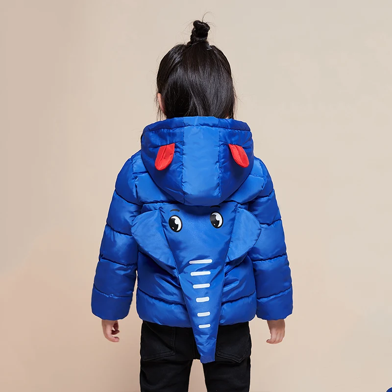 

2020 Fall Winter New Baby Kids Cartoon Cute Elephant Wadded Coat Children Cotton Padded Jacket Boys & Girls Hooded Overcoat X244