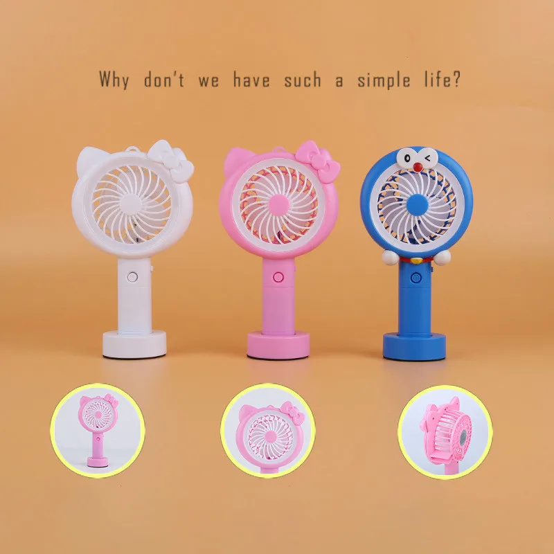 Cute Cat Pattern Three-vane Mini USB Fan for Office Home Portable Computer PC Electric Laptop with Led Light | Бытовая техника